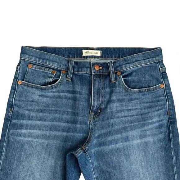 Madewell Women's Medium Wash The Slim Ankle Distressed Hem Boyjean SZ 28 - Picture 2 of 11